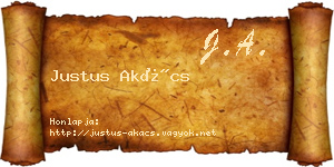 Justus Akács névjegykártya